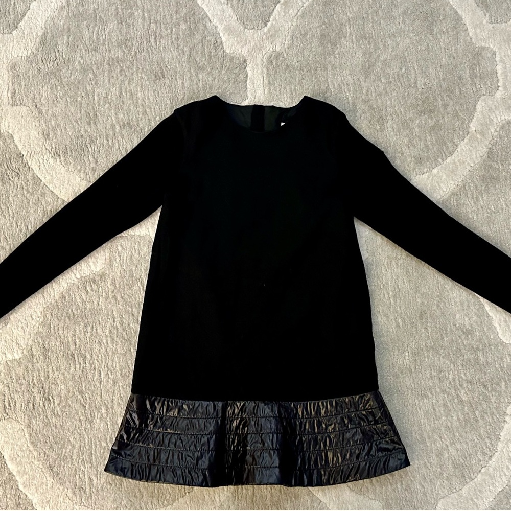 Moncler Girls Black Wool Dress w/ Nylon Hem